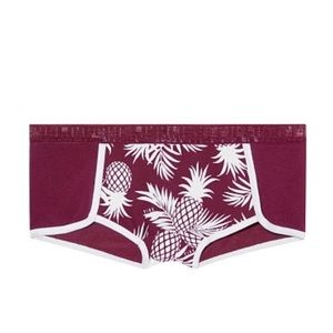 New Victoria’s Secret PINK Mesh Waist Logo Boyshort XSmall - Pineapples